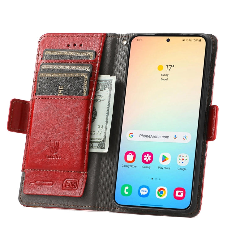 For Samsung Galaxy S25+ 5G CaseNeo Splicing Dual Magnetic Buckle Leather Phone Case(Red) - Galaxy S25+ 5G Cases by CaseNeo | Online Shopping UK | buy2fix