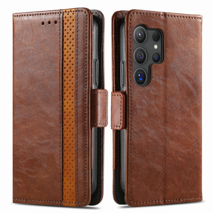 For Samsung Galaxy S25 Ultra 5G CaseNeo Splicing Dual Magnetic Buckle Leather Phone Case(Brown) - Galaxy S25 Ultra 5G Cases by CaseNeo | Online Shopping UK | buy2fix