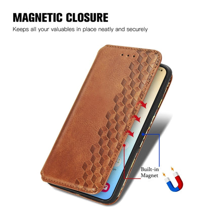 For Samsung Galaxy S25 5G Cubic Grid Pressed Magnetic Leather Phone Case(Brown) by buy2fix