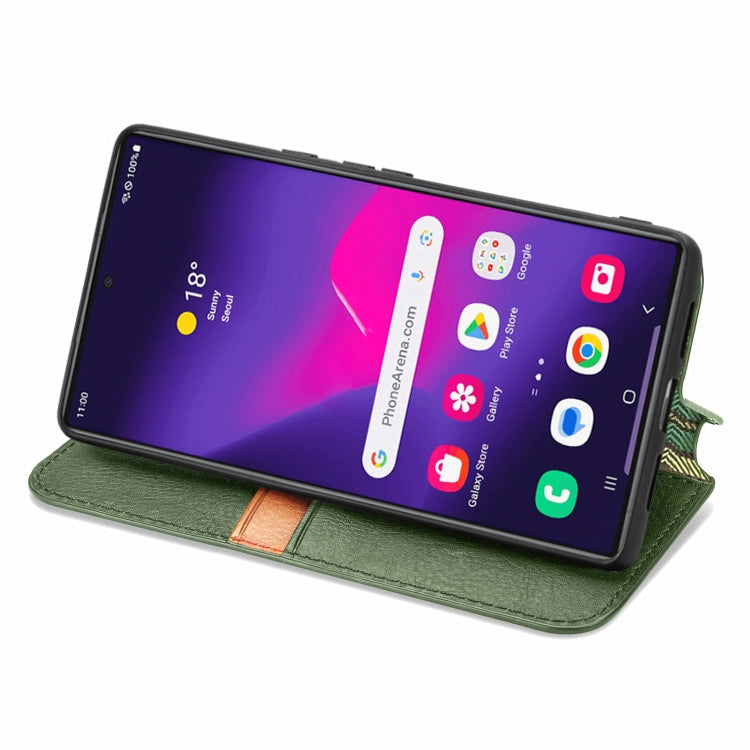 For Samsung Galaxy S25 Ultra 5G Cubic Grid Pressed Magnetic Leather Phone Case(Green) by buy2fix