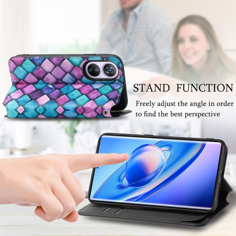 For Blackview A200 Pro CaseNeo Colorful Magnetic Leather Phone Case(Purple Scales) - More Brand by buy2fix | Online Shopping UK | buy2fix