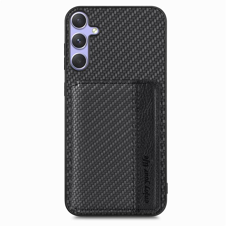 For Samsung Galaxy S25 5G Carbon Fiber Magnetic Card Wallet RFID Blocking Phone Case(Black) by buy2fix