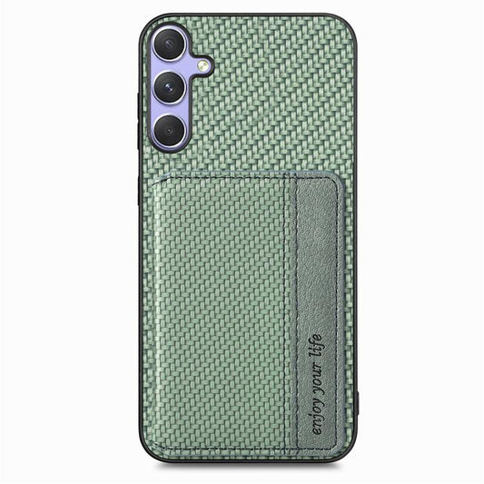 For Samsung Galaxy S25 5G Carbon Fiber Magnetic Card Wallet RFID Blocking Phone Case(Green) by buy2fix