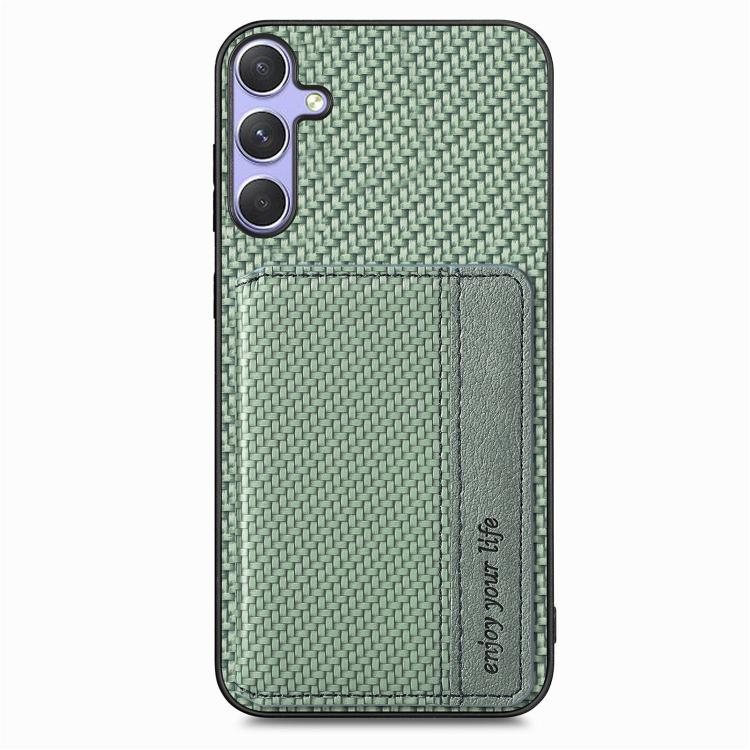 For Samsung Galaxy S25 Ultra 5G Carbon Fiber Magnetic Card Wallet RFID Blocking Phone Case(Green) by buy2fix