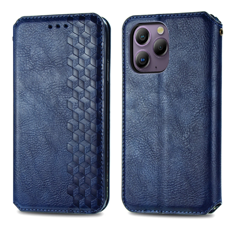 For Blackview A96 Cubic Grid Pressed Magnetic Leather Phone Case(Blue) - More Brand by buy2fix | Online Shopping UK | buy2fix