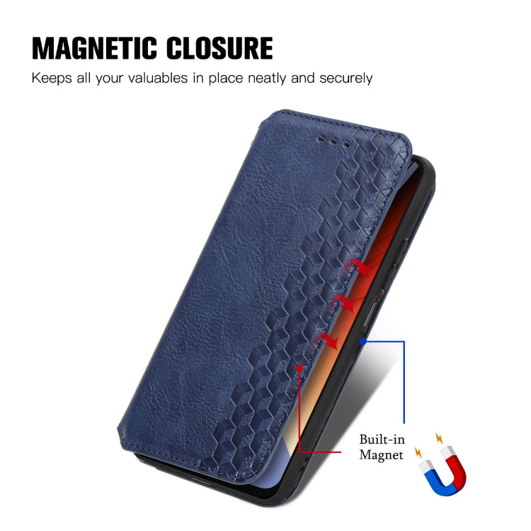 For Blackview A96 Cubic Grid Pressed Magnetic Leather Phone Case(Blue) - More Brand by buy2fix | Online Shopping UK | buy2fix