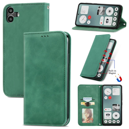 For  Nothing CMF Phone 1 Retro Skin Feel Magnetic Flip Leather Phone Case(Green) - Nothing Cases by buy2fix | Online Shopping UK | buy2fix
