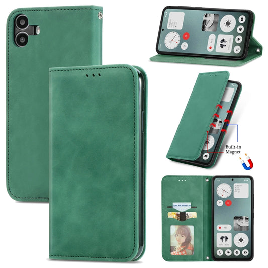 For  Nothing CMF Phone 1 Retro Skin Feel Magnetic Flip Leather Phone Case(Green) - Nothing Cases by buy2fix | Online Shopping UK | buy2fix