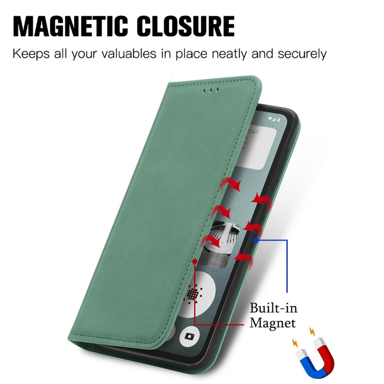 For  Nothing CMF Phone 1 Retro Skin Feel Magnetic Flip Leather Phone Case(Green) - Nothing Cases by buy2fix | Online Shopping UK | buy2fix