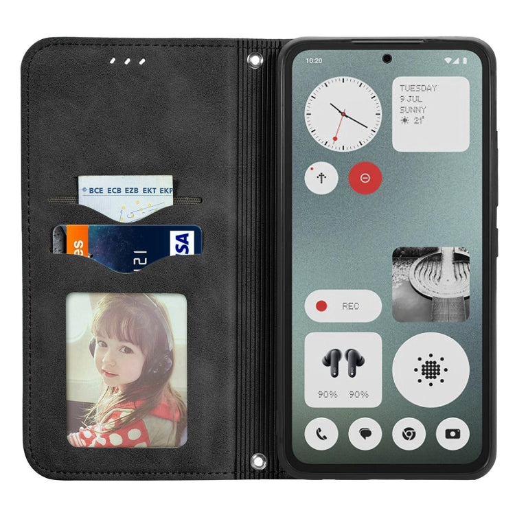 For Nothing CMF Phone 1 Retro Skin Feel Magnetic Flip Leather Phone Case(Black) - Nothing Cases by buy2fix | Online Shopping UK | buy2fix