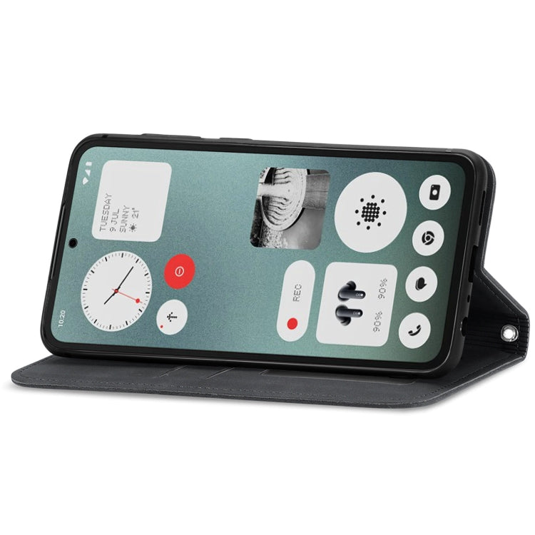 For Nothing CMF Phone 1 Retro Skin Feel Magnetic Flip Leather Phone Case(Black) - Nothing Cases by buy2fix | Online Shopping UK | buy2fix