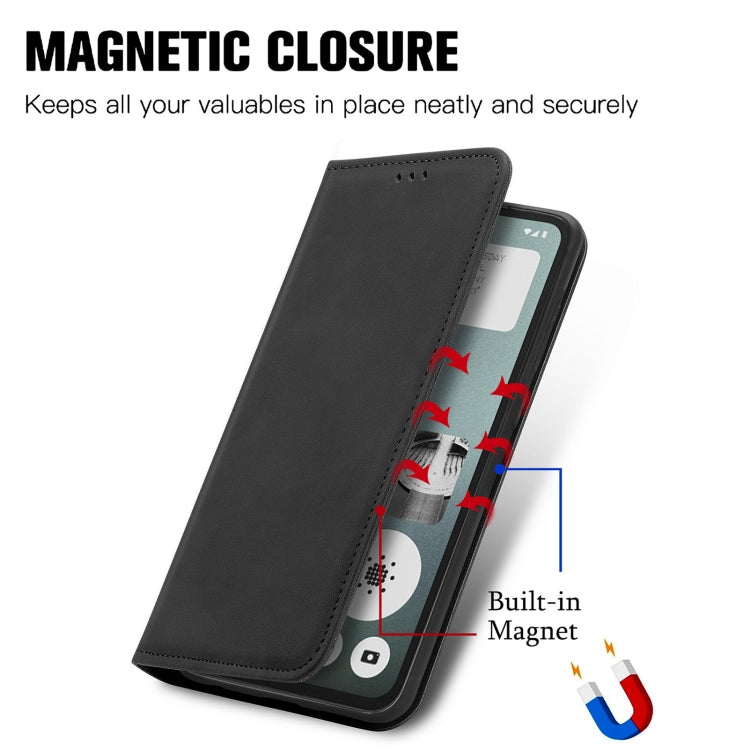 For Nothing CMF Phone 1 Retro Skin Feel Magnetic Flip Leather Phone Case(Black) - Nothing Cases by buy2fix | Online Shopping UK | buy2fix