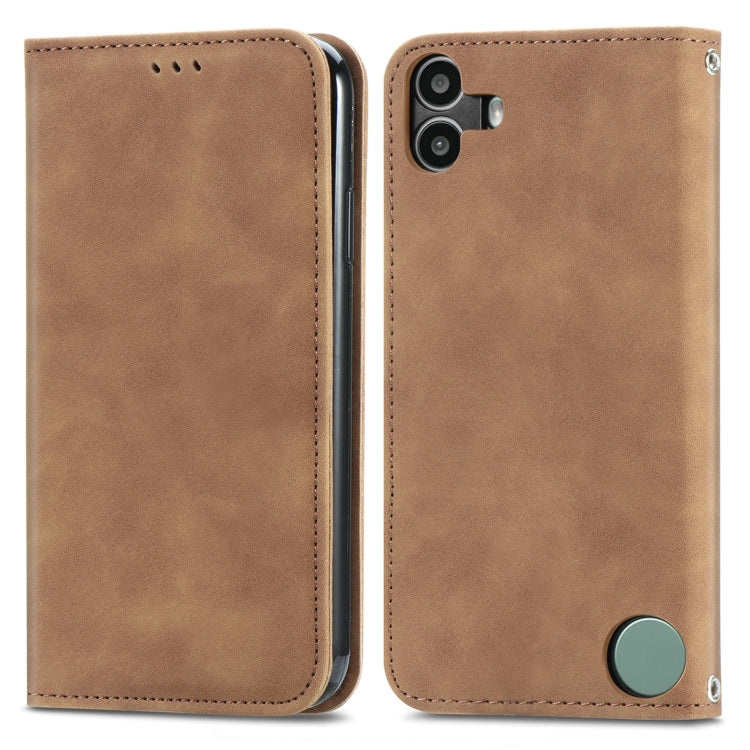 For  Nothing CMF Phone 1 Retro Skin Feel Magnetic Flip Leather Phone Case(Brown) - Nothing Cases by buy2fix | Online Shopping UK | buy2fix