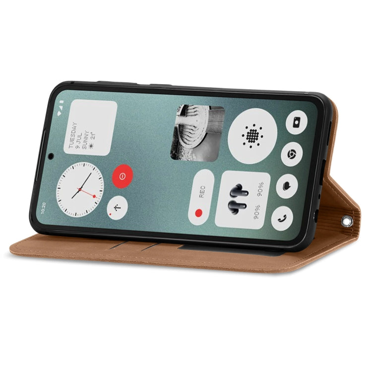 For  Nothing CMF Phone 1 Retro Skin Feel Magnetic Flip Leather Phone Case(Brown) - Nothing Cases by buy2fix | Online Shopping UK | buy2fix