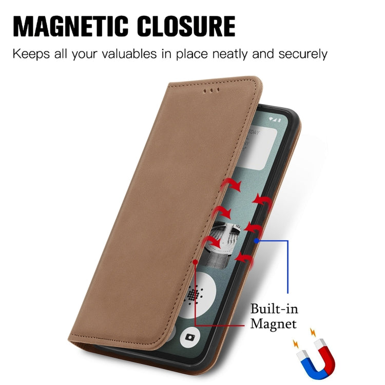 For  Nothing CMF Phone 1 Retro Skin Feel Magnetic Flip Leather Phone Case(Brown) - Nothing Cases by buy2fix | Online Shopping UK | buy2fix