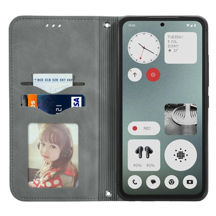 For  Nothing CMF Phone 1 Retro Skin Feel Magnetic Flip Leather Phone Case(Grey) - Nothing Cases by buy2fix | Online Shopping UK | buy2fix