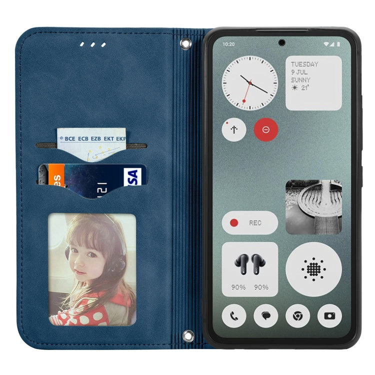 For  Nothing CMF Phone 1 Retro Skin Feel Magnetic Flip Leather Phone Case(Blue) - Nothing Cases by buy2fix | Online Shopping UK | buy2fix