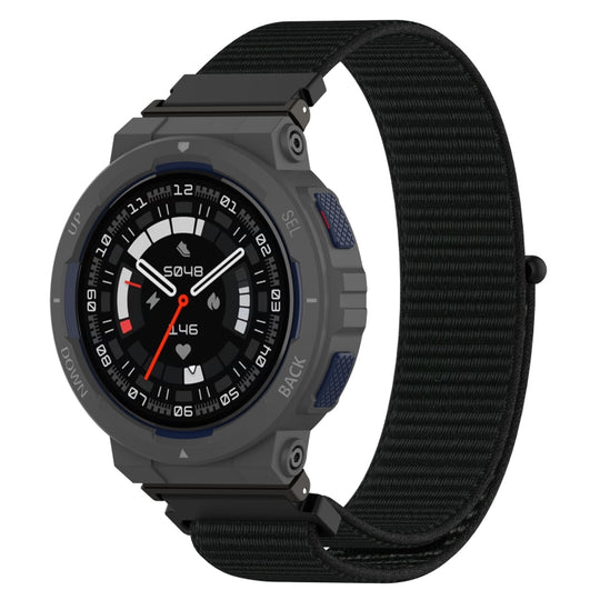 For Amazfit Active Edge A2212 Nylon Loop Hook and Loop Fastener Watch Band(Black)