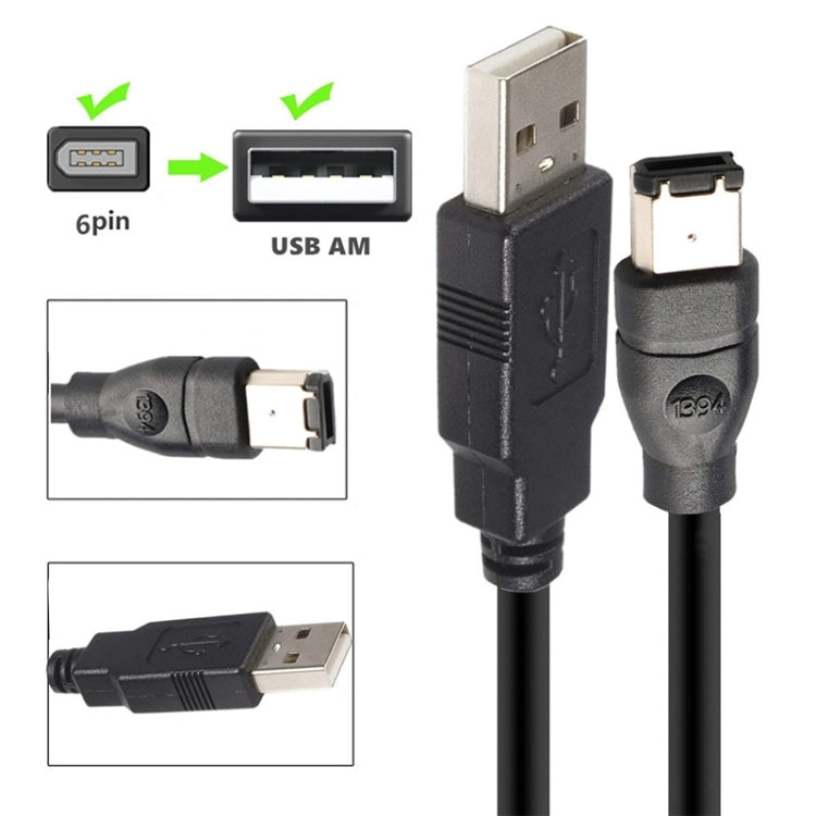 JUNSUNMAY Firewire IEEE 1394 6 Pin Male to USB 2.0 Male Adaptor Convertor Cable Cord, Length:3m - USB Cable by JUNSUNMAY | Online Shopping UK | buy2fix