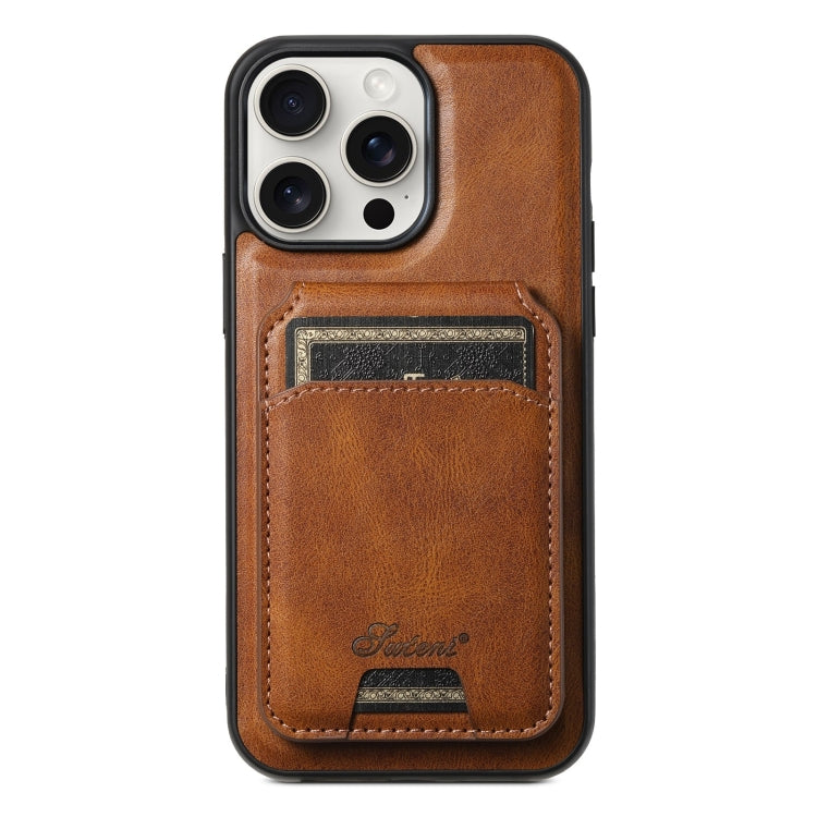 For iPhone 15 Pro Max Suteni H15 MagSafe Oil Eax Leather Detachable Wallet Back Phone Case(Brown) - iPhone 15 Pro Max Cases by Suteni | Online Shopping UK | buy2fix