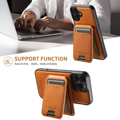 For iPhone 16 Pro Suteni H15 MagSafe Oil Eax Leather Detachable Wallet Back Phone Case(Khaki) by Suteni