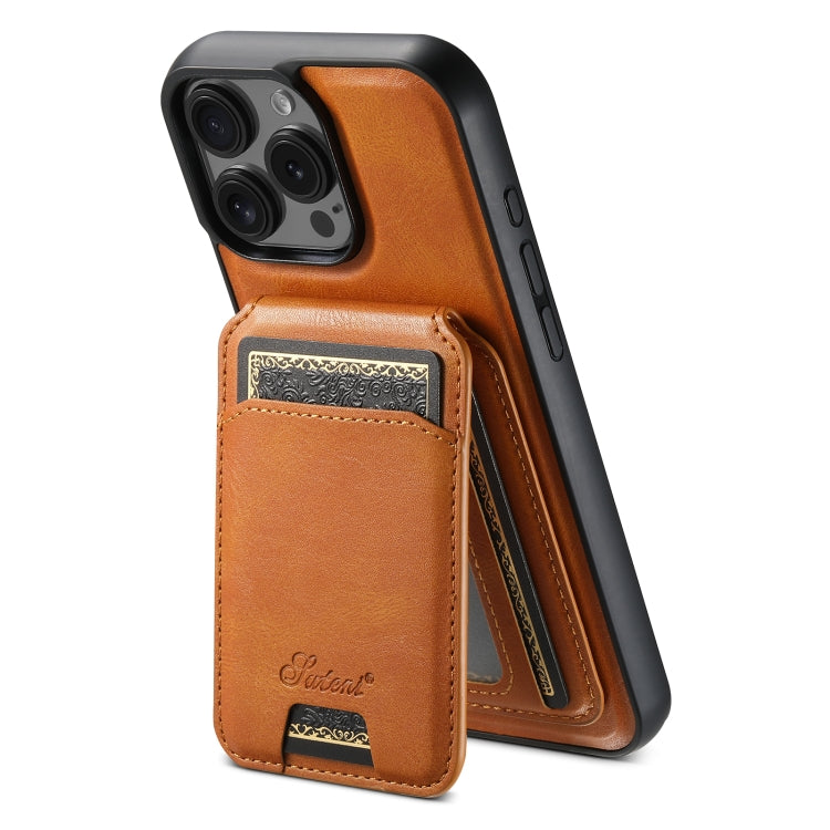 For iPhone 16 Pro Suteni H15 MagSafe Oil Eax Leather Detachable Wallet Back Phone Case(Khaki) by Suteni