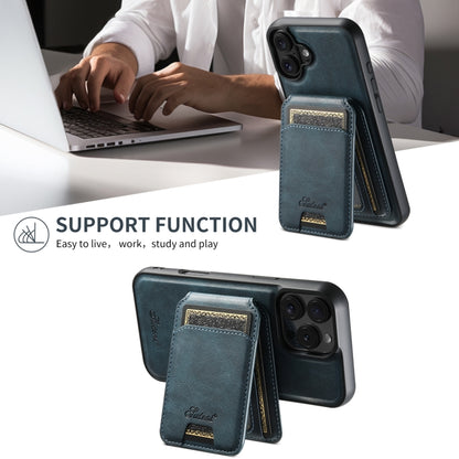 For iPhone 16 Pro Suteni H15 MagSafe Oil Eax Leather Detachable Wallet Back Phone Case(Blue) by Suteni