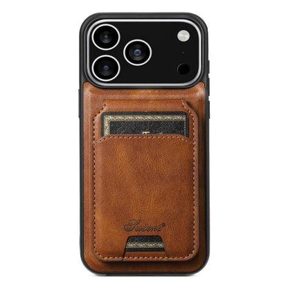 For iPhone 17 Pro Max Suteni H15 MagSafe Oil Eax Leather Detachable Wallet Back Phone Case(Brown) - iPhone 17 Pro Max Cases by Suteni | Online Shopping UK | buy2fix
