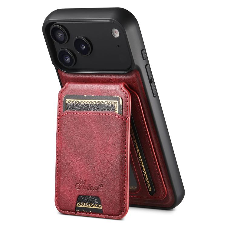 For iPhone 17 Pro Max Suteni H15 MagSafe Oil Eax Leather Detachable Wallet Back Phone Case(Red) - iPhone 17 Pro Max Cases by Suteni | Online Shopping UK | buy2fix