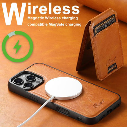 For iPhone 17 Pro Max Suteni H15 MagSafe Oil Eax Leather Detachable Wallet Back Phone Case(Khaki) - iPhone 17 Pro Max Cases by Suteni | Online Shopping UK | buy2fix