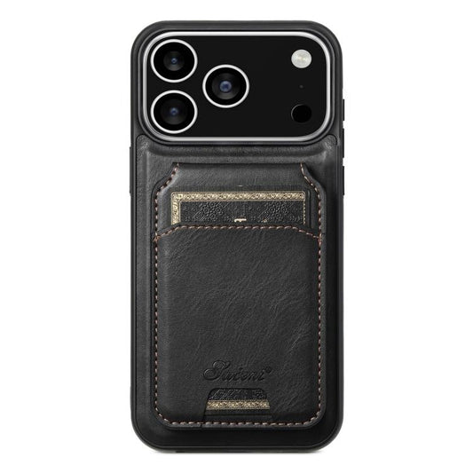 For iPhone 17 Pro Suteni H15 MagSafe Oil Eax Leather Detachable Wallet Back Phone Case(Black) - iPhone 17 Pro Cases by Suteni | Online Shopping UK | buy2fix