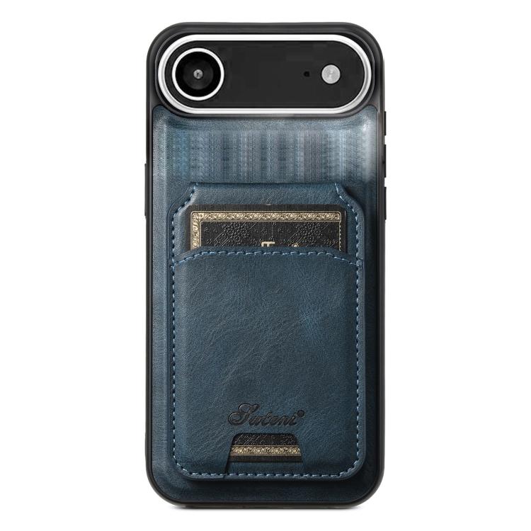 For iPhone Air Suteni H15 MagSafe Oil Eax Leather Detachable Wallet Back Phone Case(Blue) - iPhone Air Cases by Suteni | Online Shopping UK | buy2fix