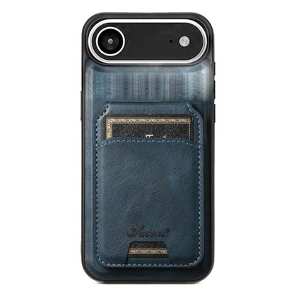 For iPhone Air Suteni H15 MagSafe Oil Eax Leather Detachable Wallet Back Phone Case(Blue) - iPhone Air Cases by Suteni | Online Shopping UK | buy2fix