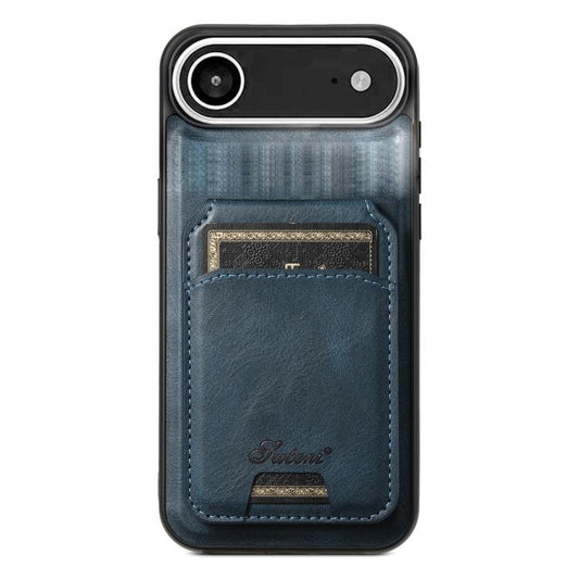 For iPhone Air Suteni H15 MagSafe Oil Eax Leather Detachable Wallet Back Phone Case(Blue) - iPhone Air Cases by Suteni | Online Shopping UK | buy2fix