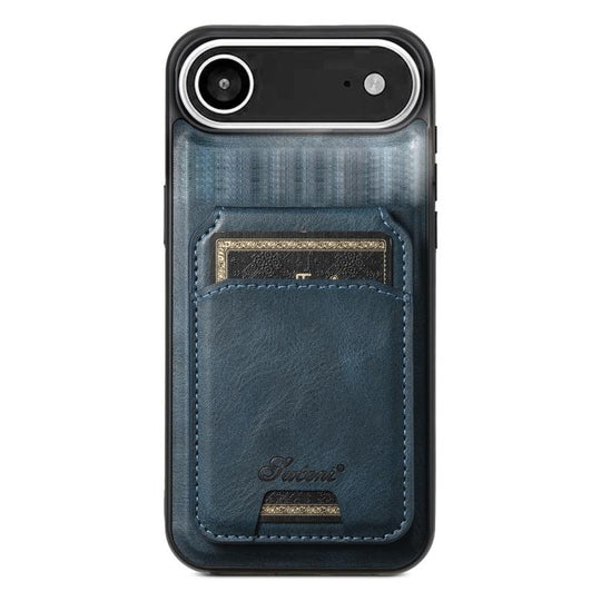 For iPhone Air Suteni H15 MagSafe Oil Eax Leather Detachable Wallet Back Phone Case(Blue)