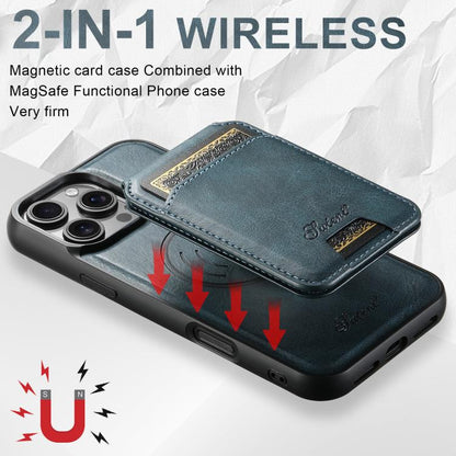 For iPhone Air Suteni H15 MagSafe Oil Eax Leather Detachable Wallet Back Phone Case(Blue) - iPhone Air Cases by Suteni | Online Shopping UK | buy2fix