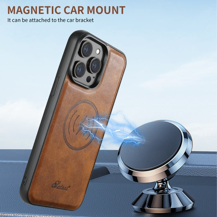 For iPhone 12 Pro Suteni H15 MagSafe Oil Eax Leather Detachable Wallet Back Phone Case(Blue) - iPhone 12 / 12 Pro Cases by Suteni | Online Shopping UK | buy2fix