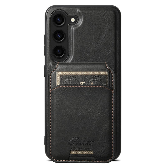For Samsung Galaxy S23+ 5G Suteni H15 Oil Eax Leather Detachable Wallet Back Phone Case(Black) by Suteni