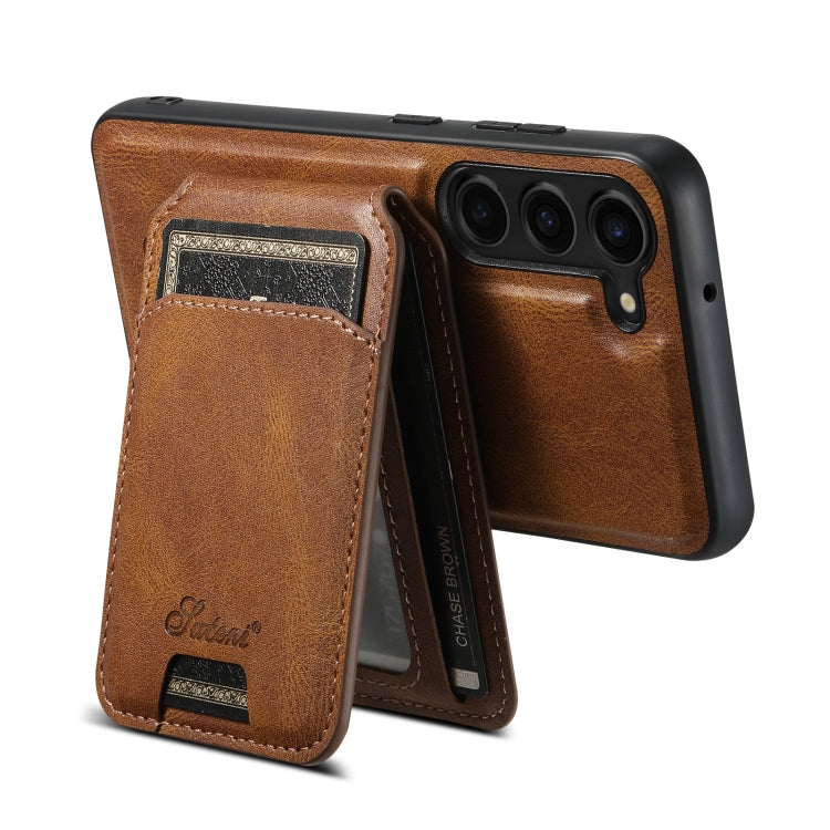 For Samsung Galaxy S23 5G Suteni H15 Oil Eax Leather Detachable Wallet Back Phone Case(Brown) by Suteni