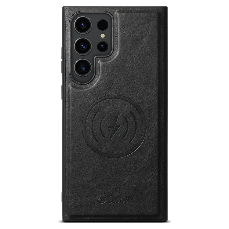 For Samsung Galaxy S22 Ultra 5G Suteni H15 Oil Eax Leather Detachable Wallet Back Phone Case(Black) by Suteni