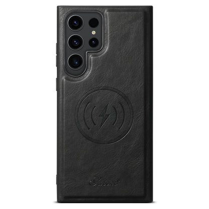 For Samsung Galaxy S22 Ultra 5G Suteni H15 Oil Eax Leather Detachable Wallet Back Phone Case(Black) by Suteni