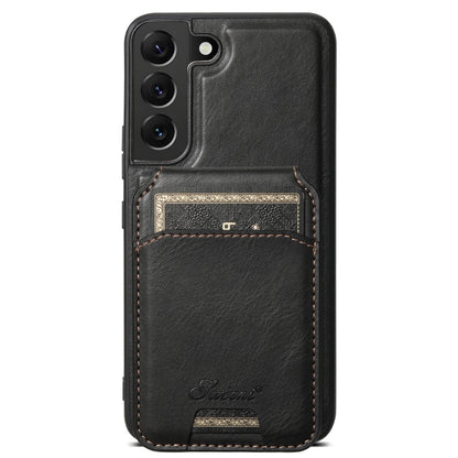 For Samsung Galaxy S22 5G Suteni H15 Oil Eax Leather Detachable Wallet Back Phone Case(Black) by Suteni