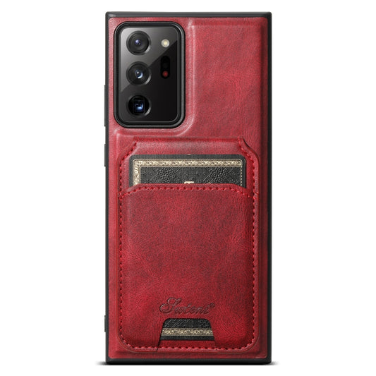 For Samsung Galaxy Note20 Ultra 5G Suteni H15 Oil Eax Leather Detachable Wallet Back Phone Case(Red) by Suteni