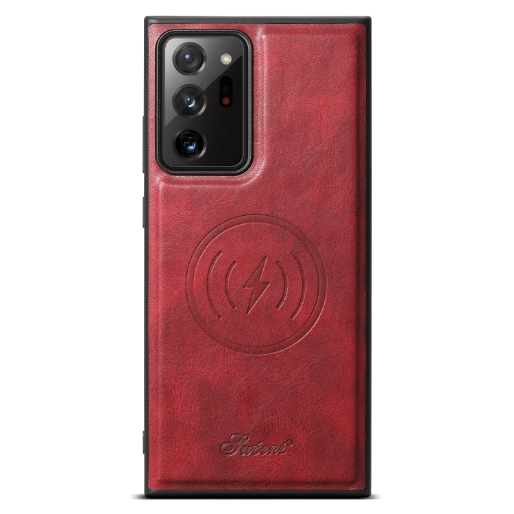 For Samsung Galaxy Note20 Ultra 5G Suteni H15 Oil Eax Leather Detachable Wallet Back Phone Case(Red) by Suteni