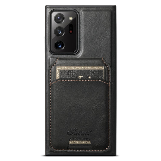 For Samsung Galaxy Note20 5G Suteni H15 Oil Eax Leather Detachable Wallet Back Phone Case(Black) by Suteni