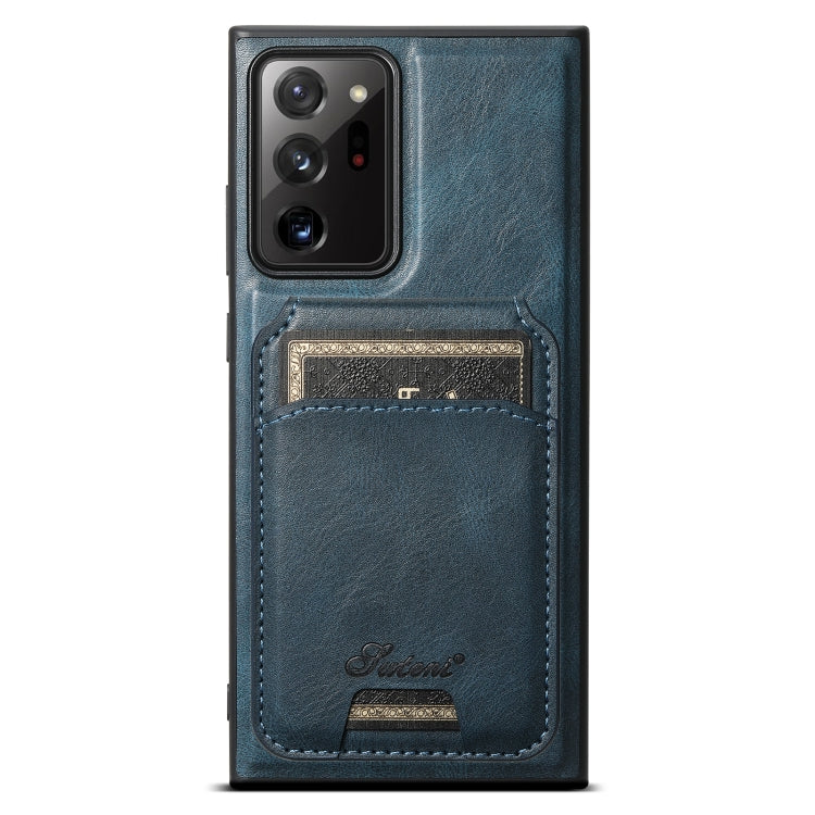 For Samsung Galaxy Note20 5G Suteni H15 Oil Eax Leather Detachable Wallet Back Phone Case(Blue) by Suteni