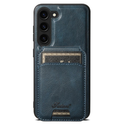 For Samsung Galaxy S24 5G Suteni H15 Oil Eax Leather Detachable Wallet Back Phone Case(Blue) by Suteni