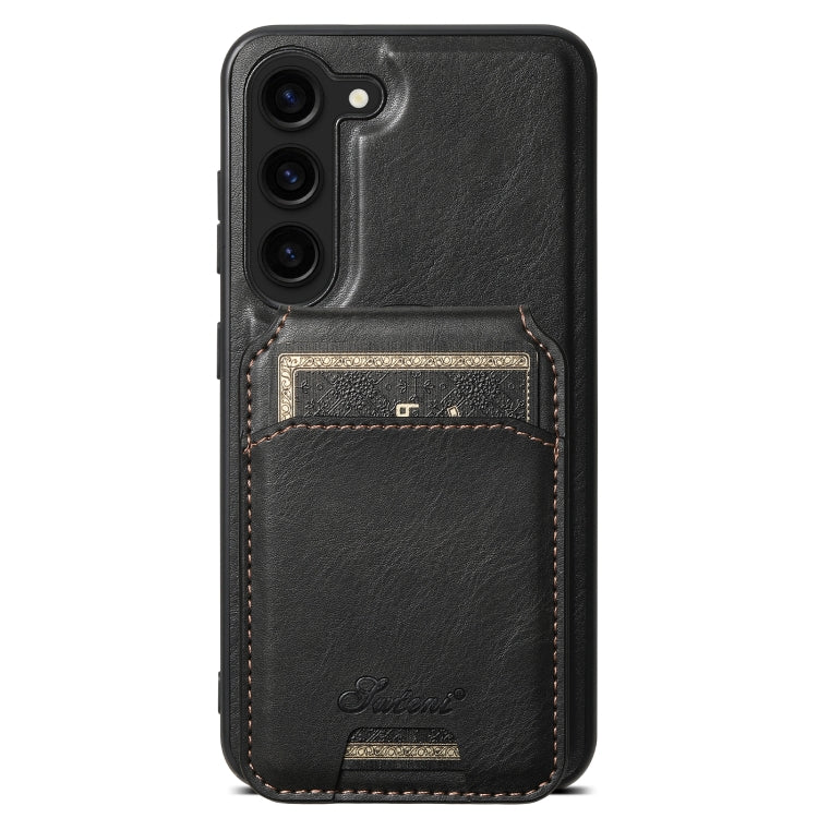 For Samsung Galaxy S24+ 5G Suteni H15 Oil Eax Leather Detachable Wallet Back Phone Case(Black) by Suteni