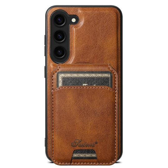 For Samsung Galaxy S24+ 5G Suteni H15  Oil Eax Leather Detachable Wallet Back Phone Case(Brown)