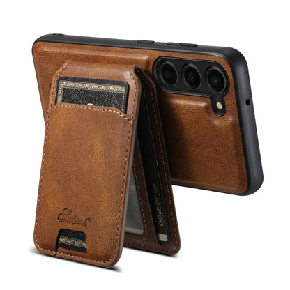 For Samsung Galaxy S24+ 5G Suteni H15 Oil Eax Leather Detachable Wallet Back Phone Case(Brown) by Suteni